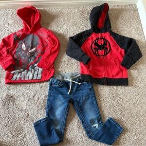 Spiderman Red and Black Hoodies and jeans